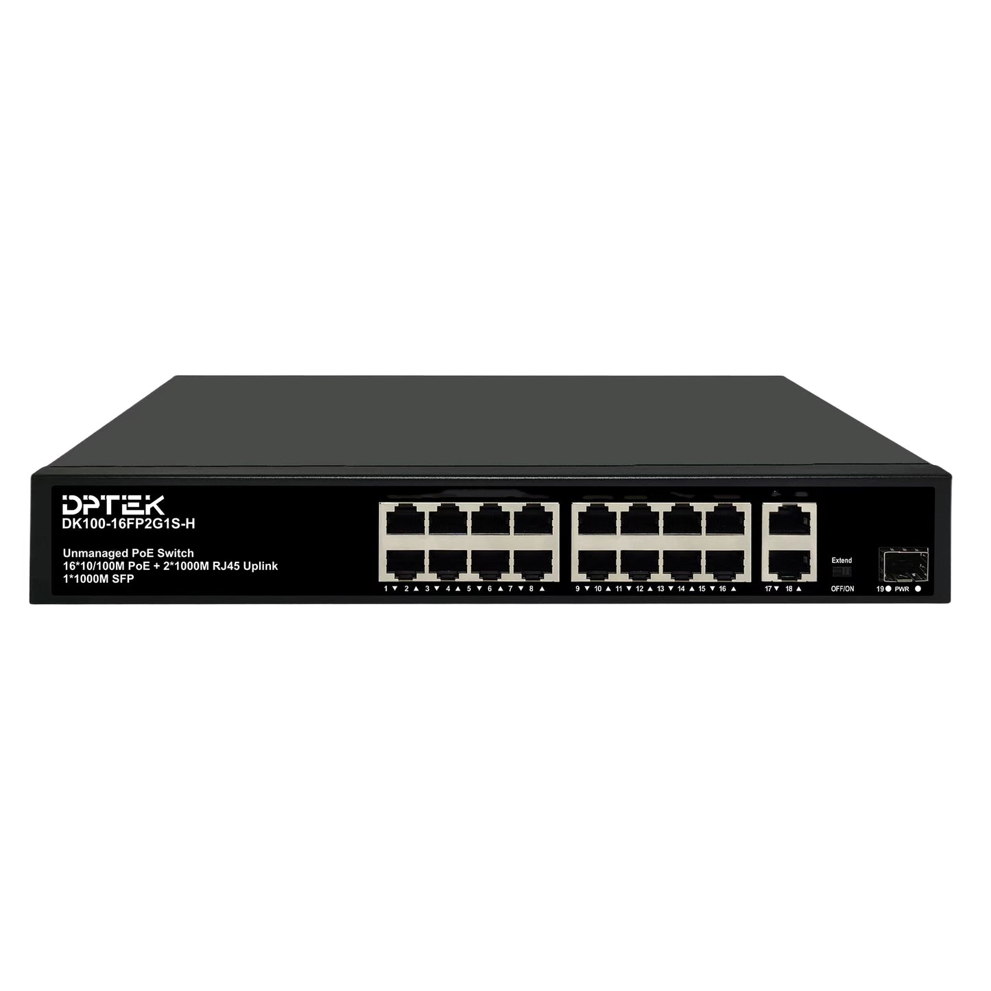 DPTEK 16 Port 100Mbps PoE + 2 Port Gigabit